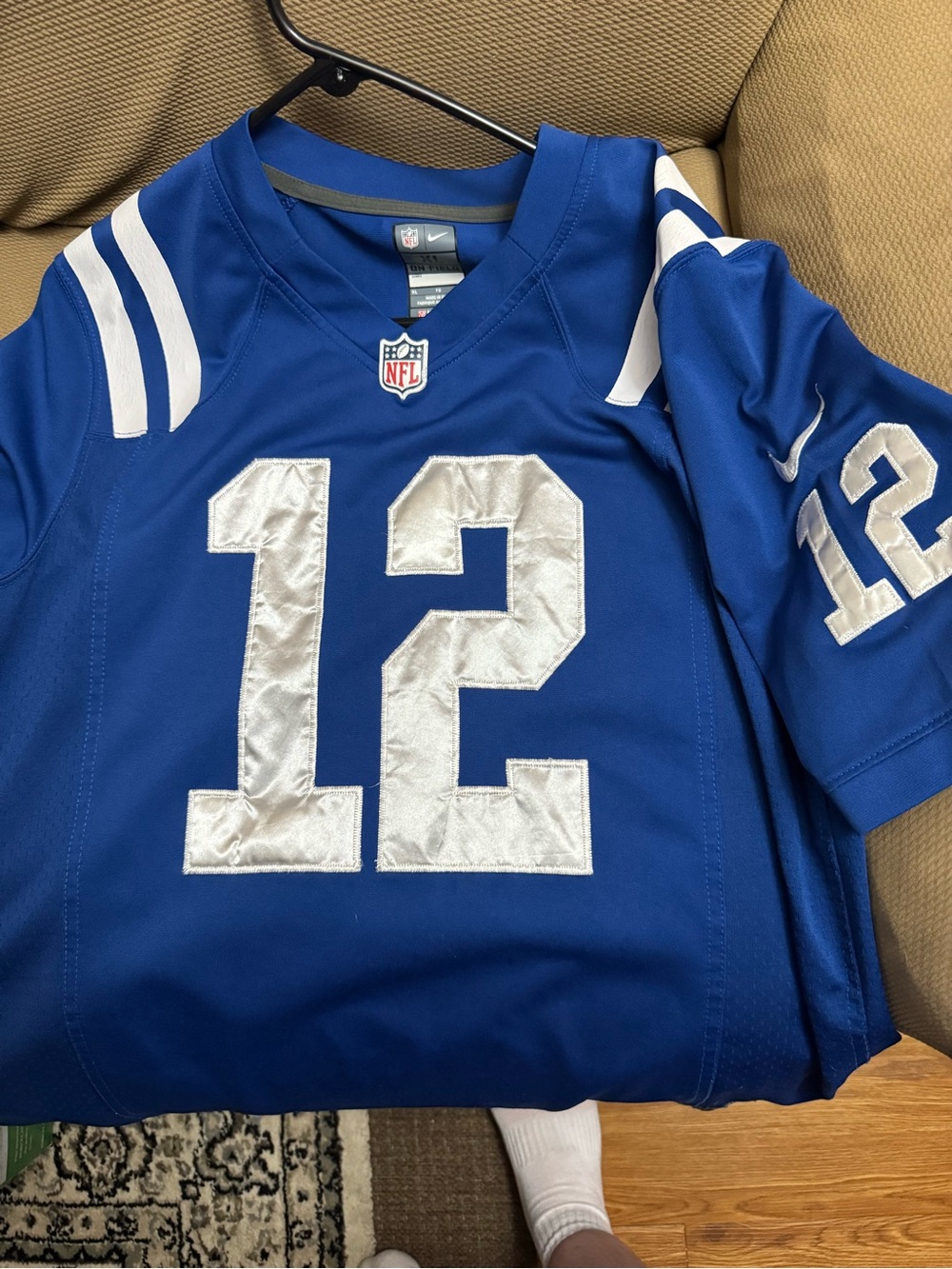 Nike Royal Blue NFL Jersey with White Number 12